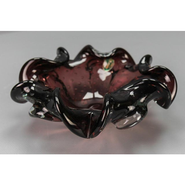 Mid-Century Dark Purple Murano Bubble Glass Bowl, Italy, 1960s For Sale - Image 6 of 17