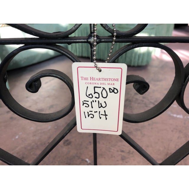 Vintage Black Scrolled Iron Fireplace Front For Sale - Image 4 of 6