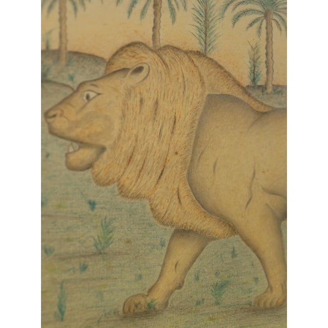 French Artist, Study of a Lion in a Palm Jungle, 1870, Colored Pencil on Paper For Sale - Image 11 of 17