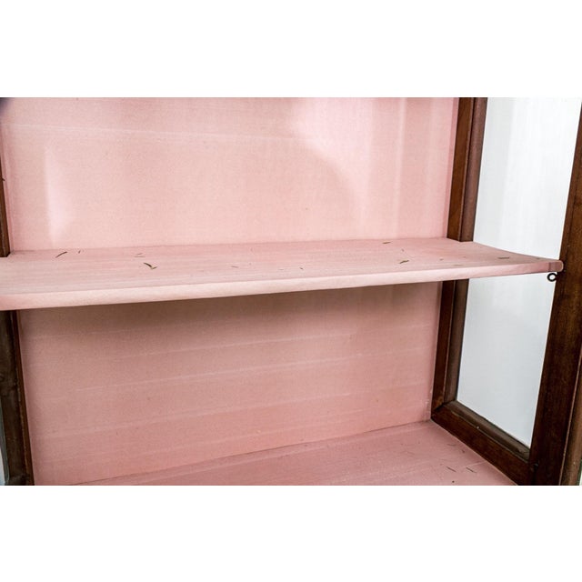 Wood Small Antique Mahogany Wall-Hanging Vitrine Display Cabinet For Sale - Image 7 of 11