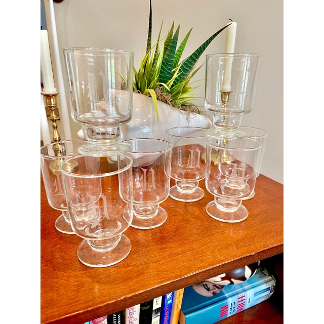 Mid 20th Century Mid 20th Century “n” Etched Glasses- Set of 4 For Sale - Image 5 of 7