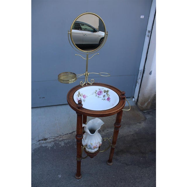 Bedroom Washstand with Basin, Pitcher, and Mirror For Sale - Image 11 of 15