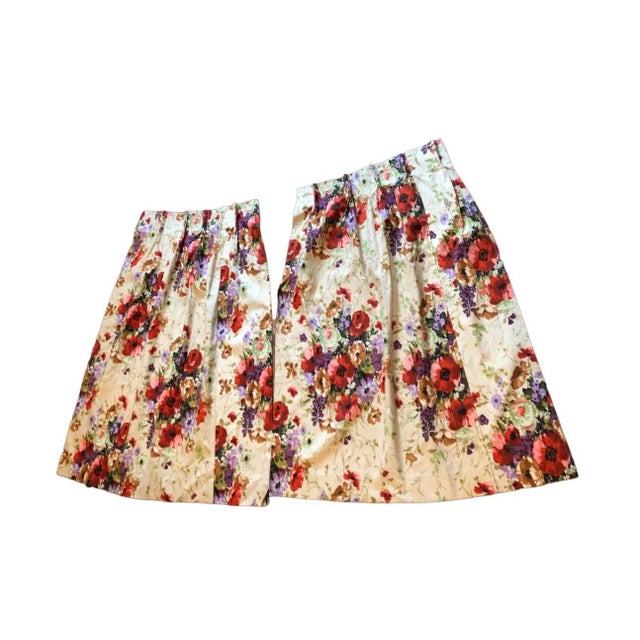 American Vintage 1970’s Floral Classic Pleated Curtain Drapes Set of 2 Nostalgic Mad Men Vibe For Sale - Image 3 of 12
