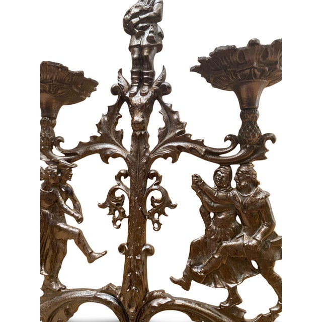 Gothic Revival Patinated Wrought Iron Candelabra, 19th Century For Sale - Image 15 of 17