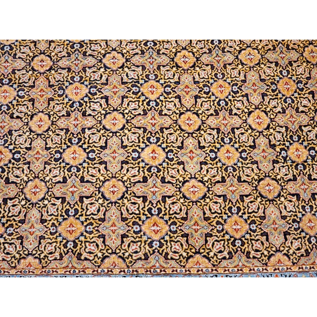 Vintage Persian Tabriz Rug, Hand-Knotted Wool, Allover Geometric Pattern, Navy & Tan, 9x11 For Sale - Image 11 of 15