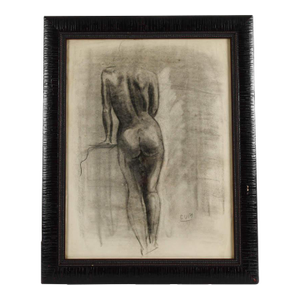 Framed Signed Eugeen Van Mieghem "Untitled Nude" Charcoal on Paper