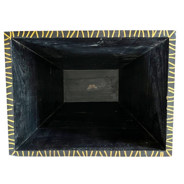 Wood Vintage Safari Animal Appliqué Wood Wastebasket by the Essex Collection For Sale - Image 7 of 11