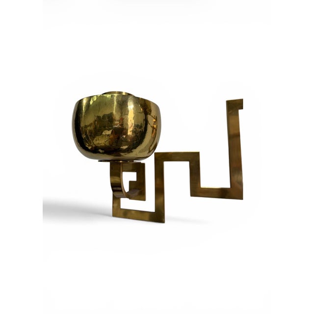 Modern Two Hammered Polished Brass Candlebra Votive Sconces, Pair, Unelectrified For Sale - Image 3 of 5