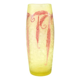 Early 20th Century French Legras Cased & Etched Glass Vase- Signed For Sale