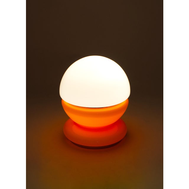 Glass Vintage Space Age Spanish Table Lamp in Orange and White Glass, 1970s For Sale - Image 7 of 8