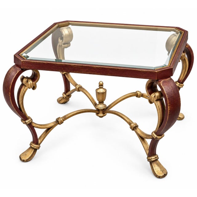 Dramatic, sculptural, and unapologetically distinctive, this matching pair of vintage beveled-glass end tables has been...