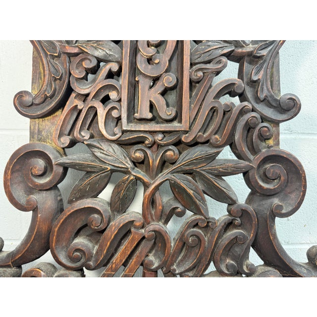 Large Antique 19th Century Carved Wood Architectural Salvage Pediment Sculpture For Sale - Image 10 of 12