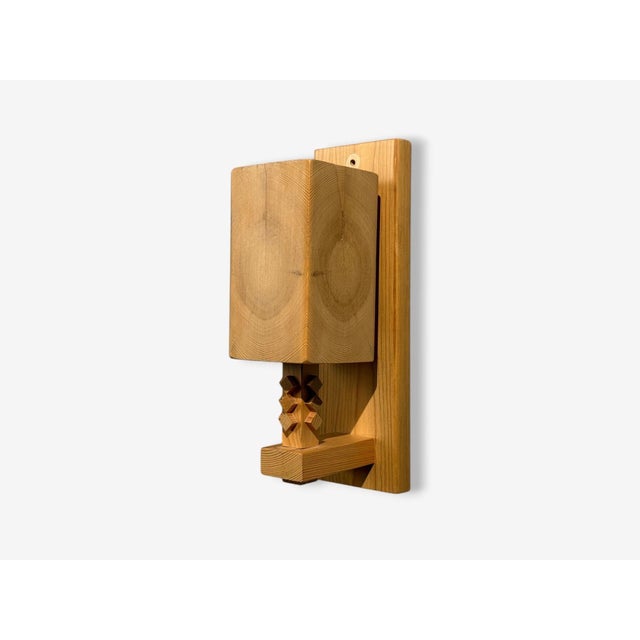 Leif Wikner, Swedish Modern, Pine Wall Sconce, Sweden, 1970s For Sale - Image 4 of 11