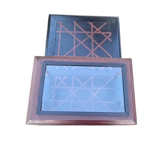 Vintage Custom Postmodern Geometric Accent Table With Plexiglass Display Shelf For Sale - Image 11 of 11