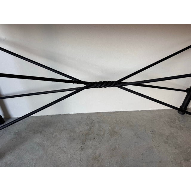 1980’s Vintage Brutalist Metal Console Table With Breccia Pernice Marble Top For Sale - Image 12 of 12