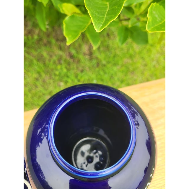 Late 20th Century Late 20th Century Japanese Cobalt Blue Peacock & Peony Ginger Jar For Sale - Image 5 of 7