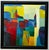 Original abstract geometric design of a cityscape. Stunning, colorful, textured glycee print on canvas. Signature to the...