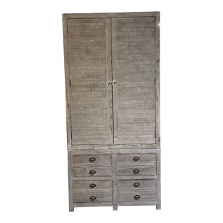 Rh Distressed Wood Armoire For Sale