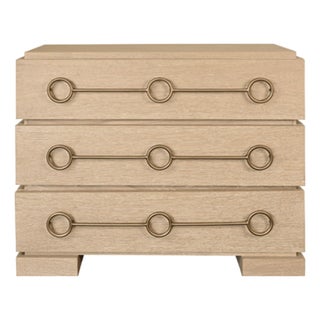 Matthew Izzo Home Roderick Cerused Oak Three Drawer Chest With Brass Accents For Sale