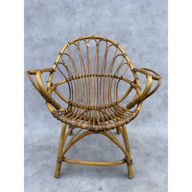 Contemporary Vintage Rattan Armchairs, 1960s, Set of 2 For Sale - Image 3 of 8