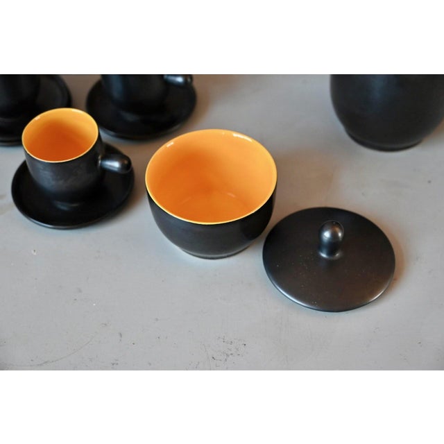 Black Mid-Century Ceramic Coffee Set, 1950s, Set of 10 For Sale - Image 8 of 10