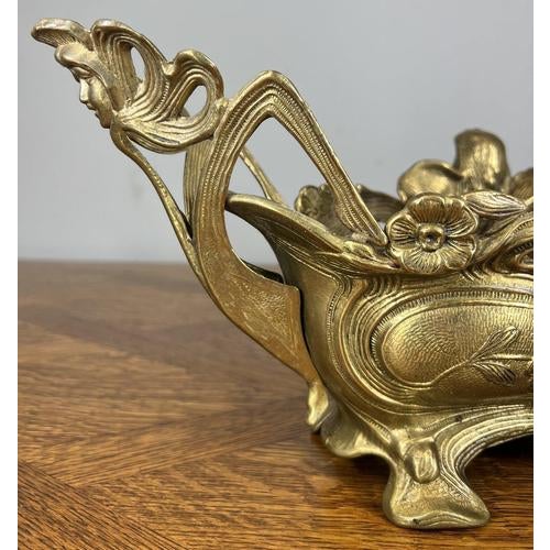 Metal French Art Nouveau Jardiniere in Brass For Sale - Image 7 of 15