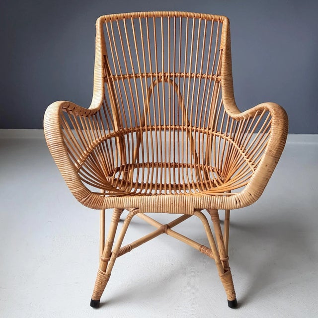 Vintage Lounge Chair in Rattan, 1960s For Sale - Image 9 of 9