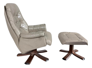 Swedish Leather Recliner and Ottoman from Stressless