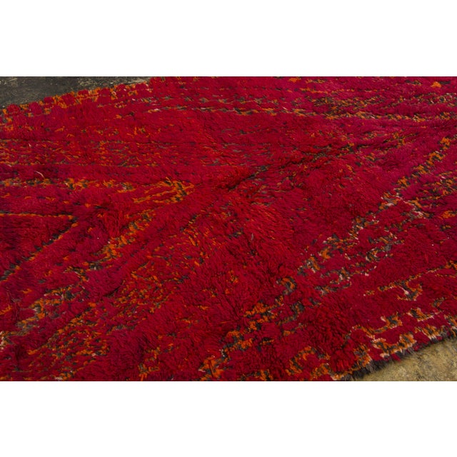Rug & Kilim Vintage Moroccan Berber Shag Wool Rug in Red by Rug & Kilim, 1950-1959 For Sale - Image 4 of 9