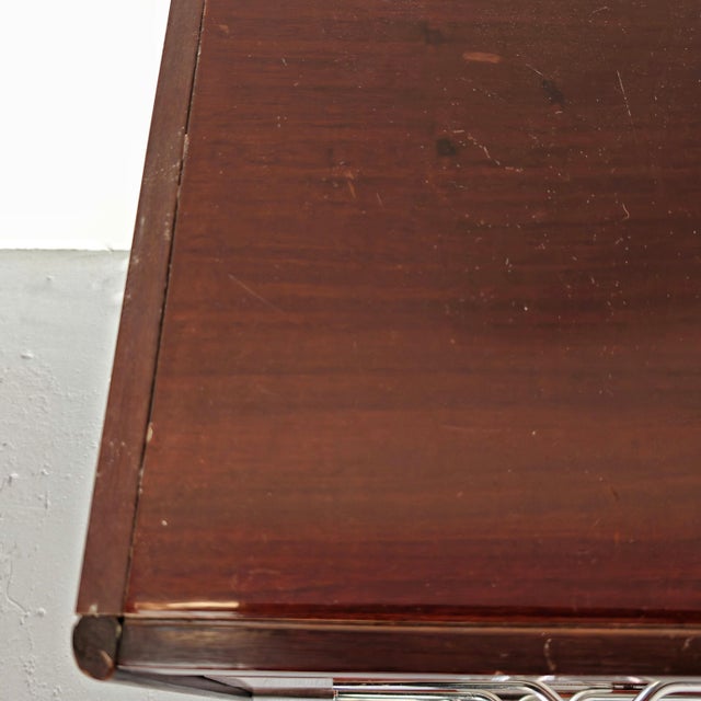 Vintage Walnut Bedside Tables with Metal Inserts, Italy, 1970s, Set of 2 For Sale - Image 11 of 18