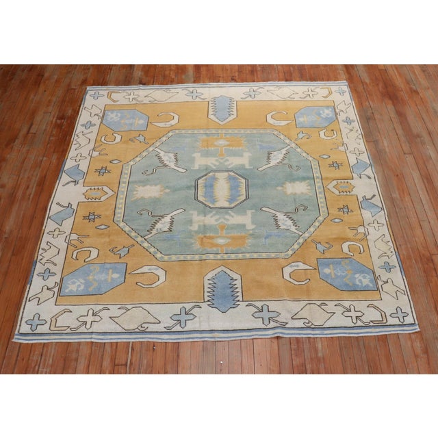 Ivory Vintage Square Turkish Konya Rug - 6'5" x 6'10" For Sale - Image 8 of 8