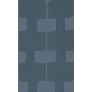 Modern Blocks Wallpaper by Paule Marrot in Faded Navy For Sale
