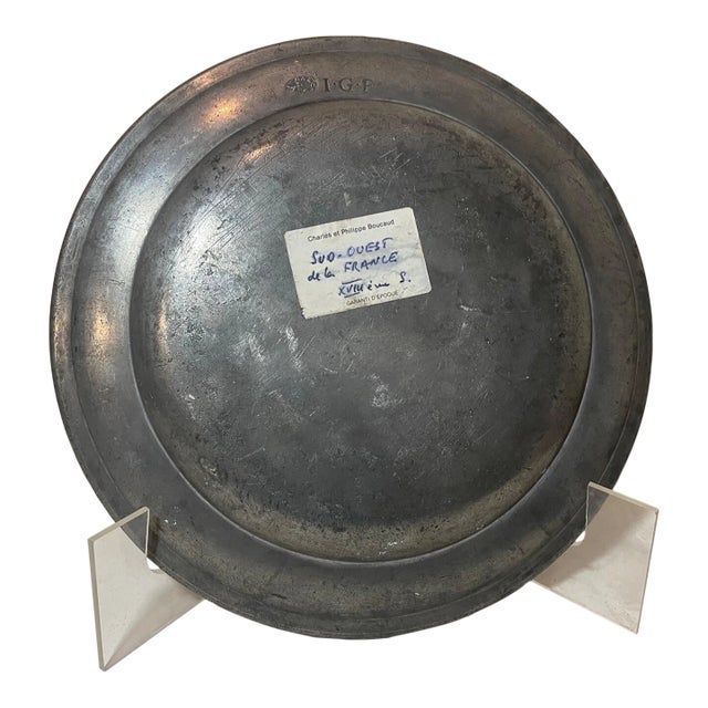 Rare Antique 18th Century European French Forged Pewter Dinner Plate Dish For Sale