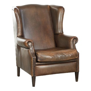 Large Club Chair in Sheepskin Leather For Sale
