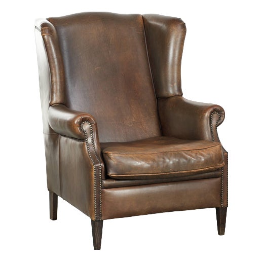 Large Club Chair in Sheepskin Leather For Sale