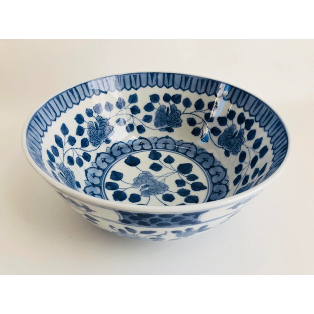 Chinese Vintage Chinese Blue & White Palace Size Bowl For Sale - Image 3 of 10