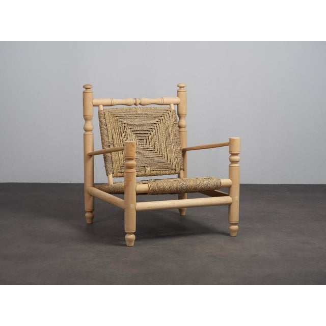 Vintage Woven Seagrass Lounge Chair, France, 1970s For Sale - Image 11 of 11