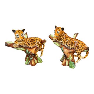 Lynn Chase for Gump's Limited Jaguar in Tree Figurines, Set of Two For Sale