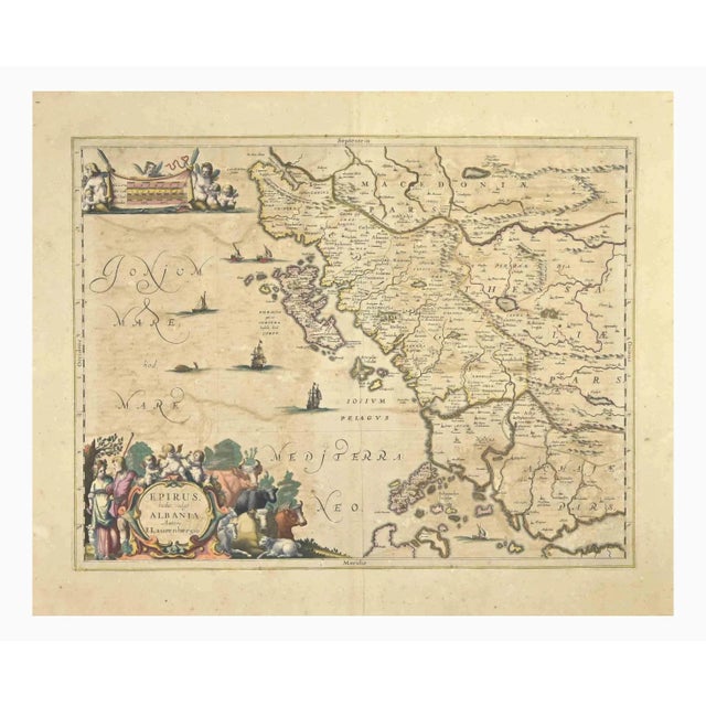 Johannes Janssonius, Epirus Albania, Etching, 1650s For Sale - Image 3 of 3