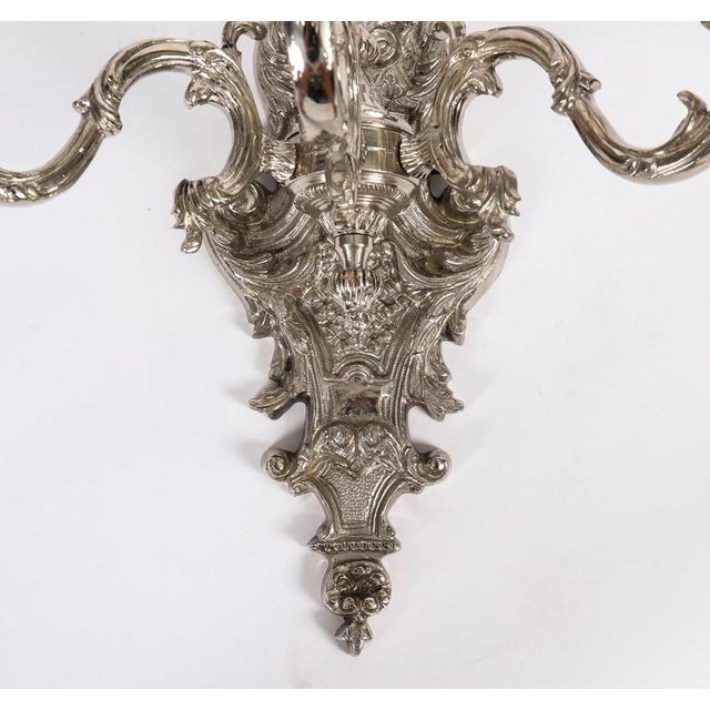 Antique French Silver Plated Wall Lights, 1890s, Set of 2 For Sale - Image 9 of 11