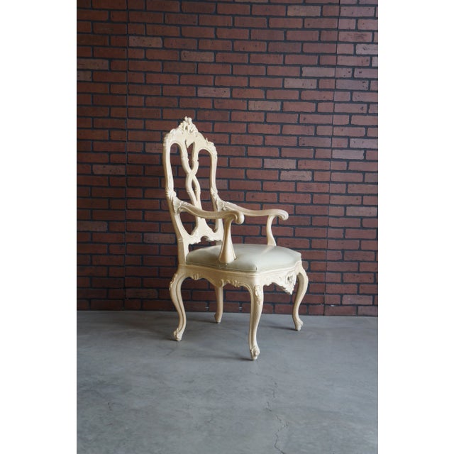 French Rococo Style Carved Oak Splat Back Dining Arm Chairs For Sale - Image 10 of 10