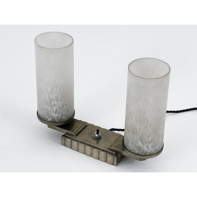 Metal Art Deco Brass and Glass Table Lamp, France, 1920s For Sale - Image 7 of 18