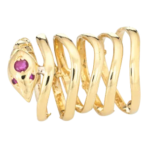 Snake Wrap Ring 6 Bands Vintage 18k Yellow Gold 5 Serpent Fine Estate Jewelry size 5