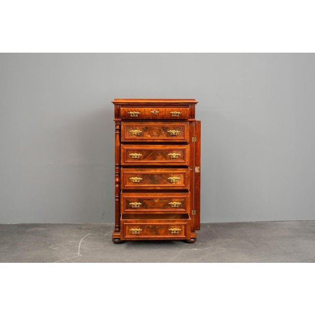 19th Century Gründerzeit Mens Chest of Drawers in Walnut For Sale - Image 3 of 18