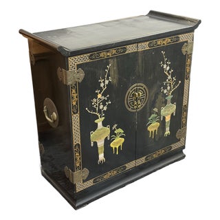 Lacquered Chinoiserie Dry Bar, Vintage For Sale