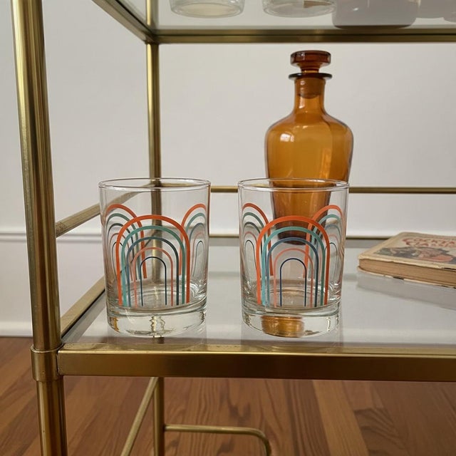 Vintage 1990s Fiesta Rainbow Arches Drinking Glasses-Set of 2-Retro Tumblers- For Sale - Image 10 of 11