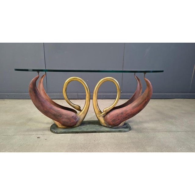 Vintage Brass Swan Coffee Table, 1970s For Sale - Image 8 of 11
