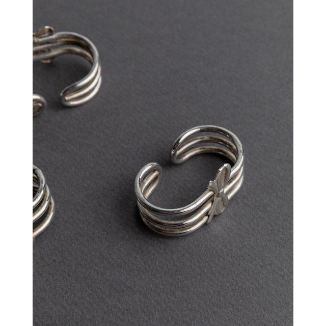 Metal Vintage Silver-Plated Ribbon Napkin Rings, Italy, 1970s, Set of 6 For Sale - Image 7 of 11