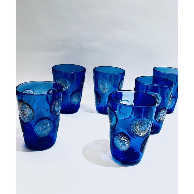 Blue Tequila Drinking Set in Murano Glasses by Mariana Iskra for Ribes Studio, 2004, Set of 6 For Sale - Image 8 of 15