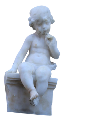 Italian Artist, Child on Wall Thinking, Alabaster, 1910